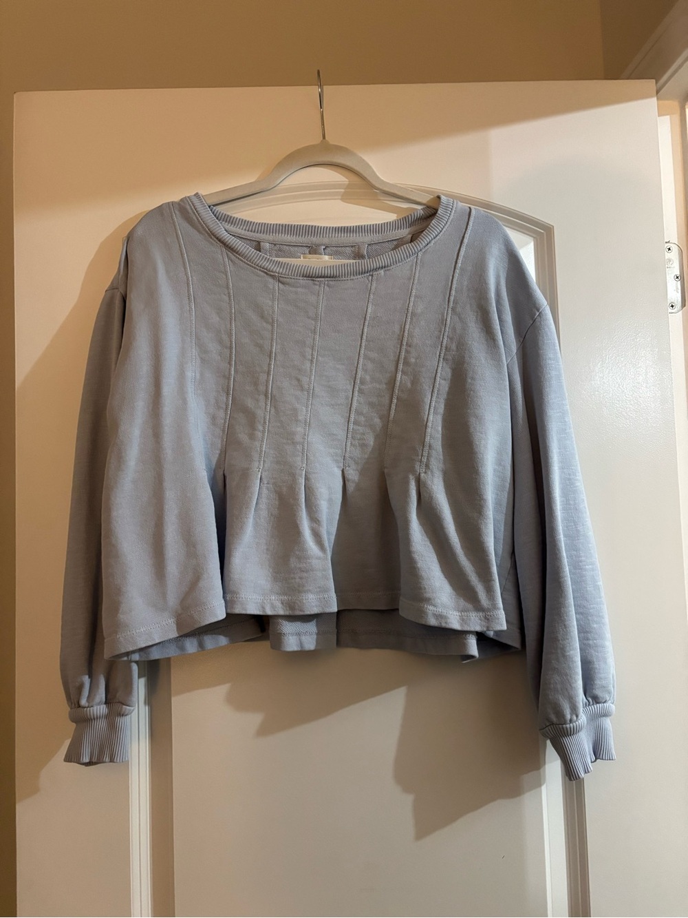 Pilcro Light light blue Cropped Sweatshirt with Paneled Front